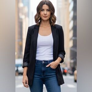 Aritzia Wilfred black elegant blazer, side slits, single-button closure, XS